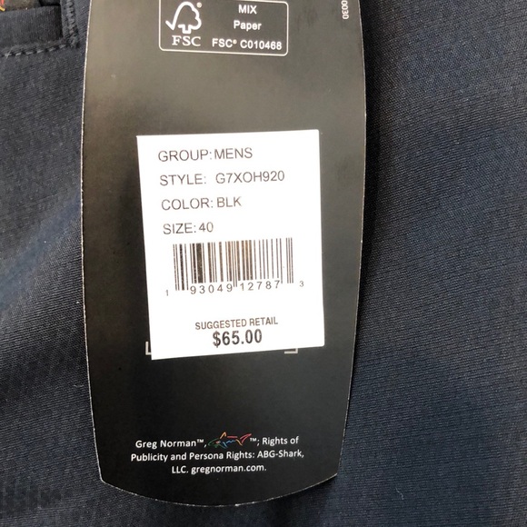 NWT Greg Norman Black Shorts Size 40 - Picture 4 of 5